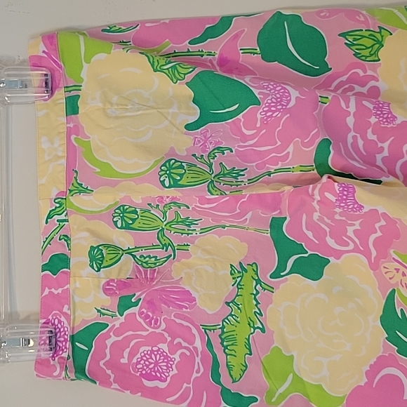 LILLY PULITZER Cropped Pink White Green Yellow Flower Print Pants Size 2 - Picture 5 of 13